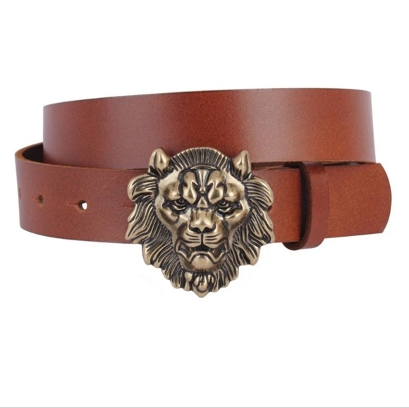Most Wanted Unisex Leather Lyon Head Buckle Belt main image 5